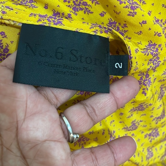 No.6 Store Yellow and Purple Floral Dress silk - Picture 3 of 14
